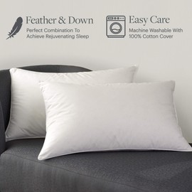 Westin Feather & Down Pillow - Medium to Firm Support Feather and Down Pillow - Queen (20" x 30")