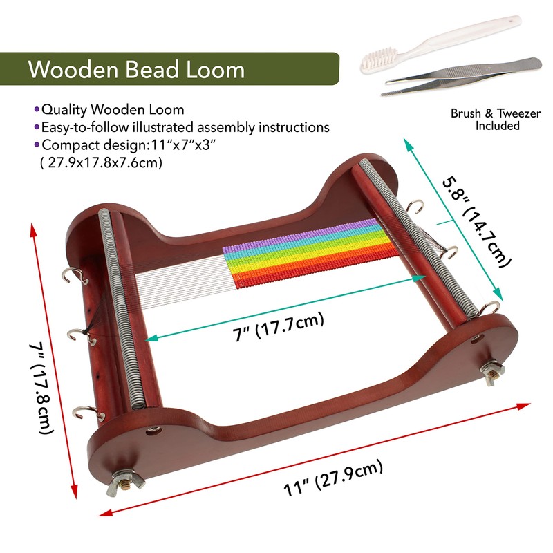 Wooden Bead Loom 7" x 11" x 3"