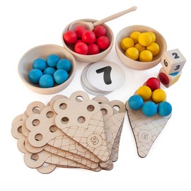 Ulanik Sweet Counting Toddler Montessori Toys for 3 Year Old + Kids Wooden Matching Game for Learning Color Sorting and Counting — 30 Balls, 0.98 in