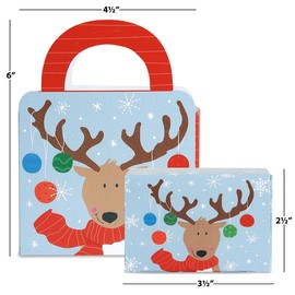 Current Reindeer Christmas Money Dispenser and Gift Bag Set, 2-1/2 x 3-Inch Bill Holders with 3 x 6-1/2 x 9-Inch Gift Bag, Fun Holiday Cash Box for Kids, Includes 60 Seals to Join Each Bill