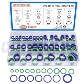 BUSY-CORNER O Rings Kit 396 Pieces 18 Sizes SAE Inch Car Air Conditioning A/C O Ring Seals Rubber O-Rings Green & Purple