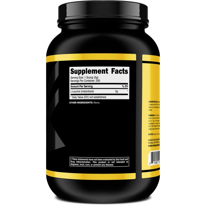 Primaforce L-Leucine Pure Powder 1 KG (2.2lbs) - Non-GMO, Gluten
