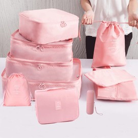 Packing Cubes for Suitcase, Toifucos 10pcs/set Travel Packing Cubes Travel Luggage Packing Organizers Waterproof Travel Compression Suitcase Bag Travel Essential Bag (Pink)