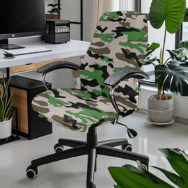 Wanzuoeng Camo Print Office Computer Chair Seat Covers, Comfy Breathable High Back Gaming Chair Covers Slipcovers for Home Office, Easy to Install, L Size