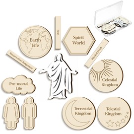 Wonderjune 6 Sets of Plan of Salvation Teaching Kits Gift Each Set Includes 12 Wooden Pieces and a Plastic Storage Box for Lds Missionary Gifts Family Youth Home Evening Teaching Tool