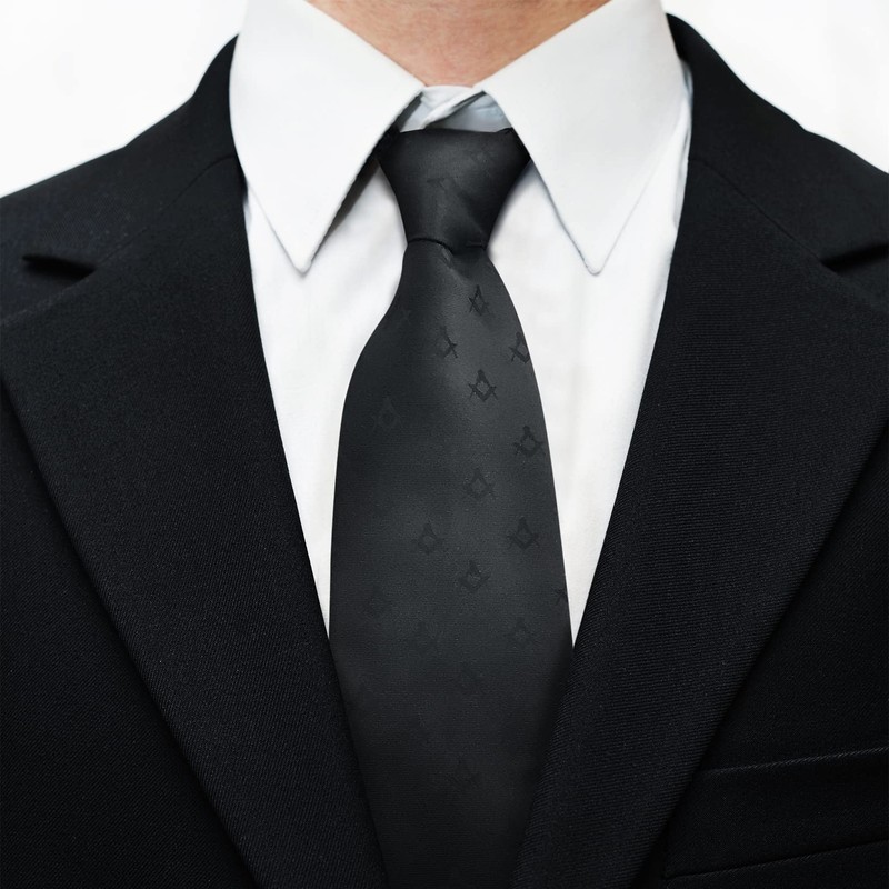Masonic Black Polyester Tie