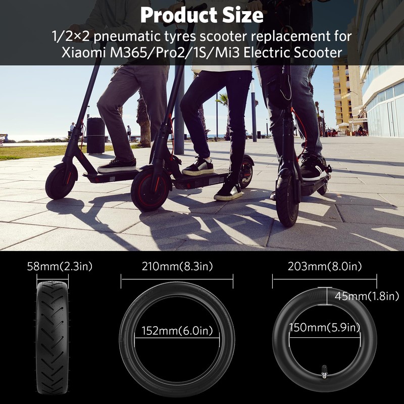 Cooryda 8.5'' Tire&Tube,8 1/2×2 Electric Scooter Tire Replacement Wheels for