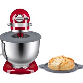 Kltchonald Mixer 4.5/5 Quart Stainless Steel Bowl with 2 Grey Lid,Prevent Dry and Wet Ingredients Splash-Outs Cover and Bread Baking lid,Compatible with Kitchenaid Artisan&Classic Series,Silver,3 Pcs