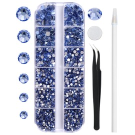 3820Pcs Rhinestones for Nail Art Glass Crystals,6 Size(ss6-ss30) Nail Gems Flatback Rhinestone for Crafts,Jewels Diamonds Stone Kit with Picking Pen&Tweezers(Lt.blue)