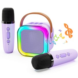 Portable Karaoke Machine,Mini Wireless Karaoke Machine,with 2 Microphone,Bluetooth Karaoke Speaker,with Funny Voice,4-12 Years Old Karaoke Machine for Kids