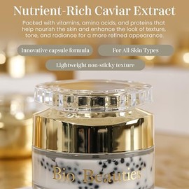 Crema facial y cuello caviar con niacinamida y Coq10 - Crema facial antienvejecimiento con ácido hialurónico, escualano y colágeno marino para reafirmar e hidratar, hidratante ligero para una piel joven y brillante