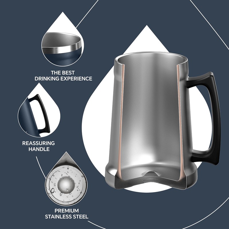 Ideus Insulated Beer Stein, 24/32oz Stainless Steel Double Walled Beer