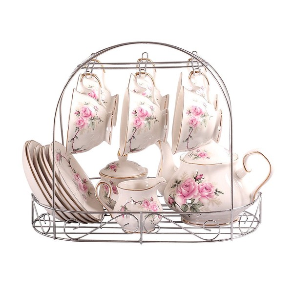 ufengke 15 Piece European Bone China Coffee Cup Set, Ceramic