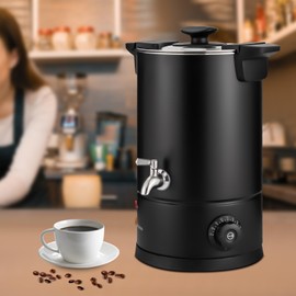 8L Commercial Coffee Urn 1Kw Stainless Steel Electric Coffee Urn with Double-layer Barrel Wall, Black Hot Water Urn Hot Beverage Dispenser for Buffets Wedding Receptions