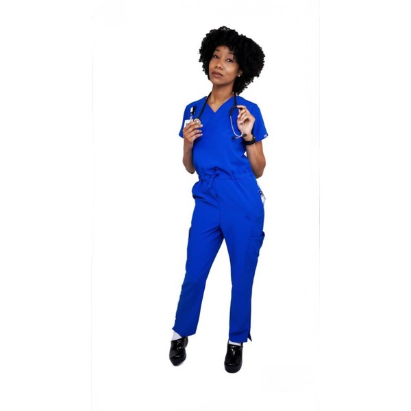 Davison Joccini 1-Piece Nursing Scrubs Jumpsuit with Button Flap for