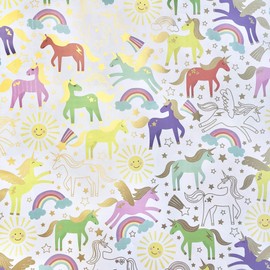 Jillson Roberts 20" x 30" Birthday Gift Wrap Paper, Unicorn (12 Folded Sheets)