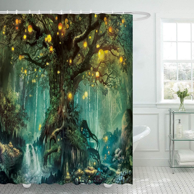 Ulticool Shower Curtain - Fairy Tale Elf Tree Magic Forest