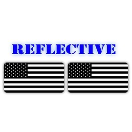Pair | Reflective American Flag Hard Hat Stickers Both Facing The Same Direction Black Ops Decals | Tactical Gear Survival Labels | USA Flags Toolbox Lunchbox Helmet Patriotic Old Glory |1" x 2" Each