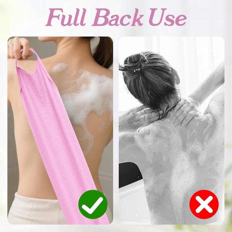 Matwsec 2 Pcs Back Scrubber for Shower, 15.55 Inch Exfoliating