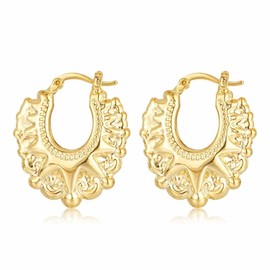 35mm Gold Plated Round Gypsy Creole Hoop Earrings for Women – Lightweight Large Statement Fashion Jewellery – Trendy Everyday Hoops – Bold Gold Plated Earrings – Gift for Her