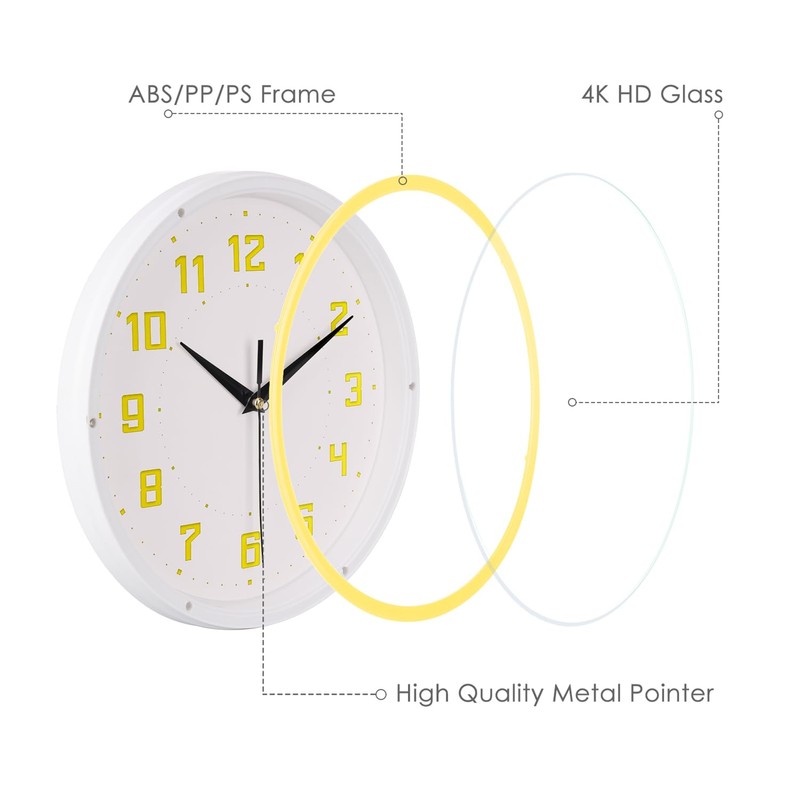 Topkey Silent Round Wall Clock Kitchen 9 Inch Modern style
