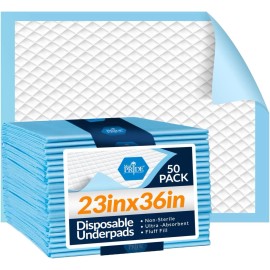 Disposable Chux Pads 23" x 36" – 50-Count Super Absorbent Bed Underpads for Adul