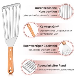 Joyfair Spatula Set, Stainless Steel Grill Spatula, Set of 2, Heat Resistant Fish Turner for Kitchen, Roasting, Turning, Slotted Turner, Metal as a Gift, Easy to Clean