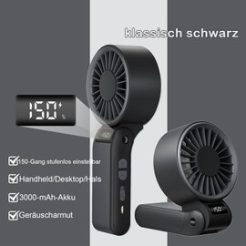 I-SHUNFA Mini Folding Fan with 150 Adjustable Speeds (Black (150 Wind))