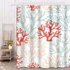 TOMPOP Shower Curtain Pattern Red Pink and Mint Corals Tropical