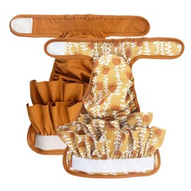 Hisprout Female Dog Skirt Nappy, Reusable, Washable, Durable, Dog Nappies (XS, Brown Flower)