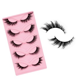 EKIND Fox Eye False Eyelashes - 3D Volume Slant Flying Curly for Stage Makeup,Daily Wear, Perform, Fluffy Extensions lash Faux Cils Strip (5-Pairs Mixed Styles)