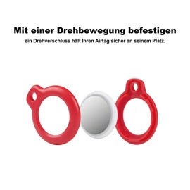 FRIZZE AirTag Case with Key Ring, Small Portable Accessories, Ideal for Car, Bicycle, Backpack, Pet (Case Cover for Air Tag with Key Ring), red