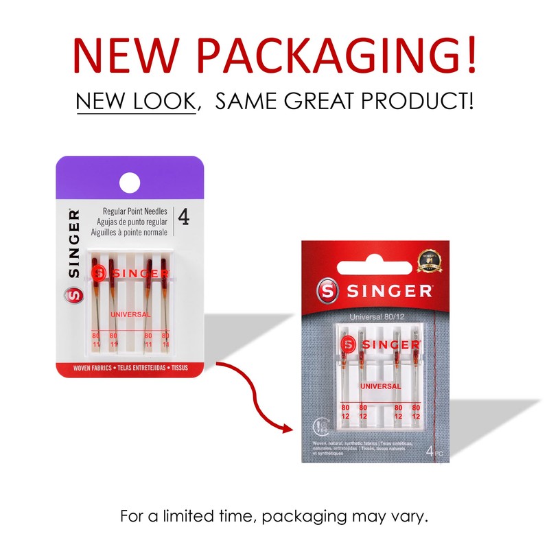 Singer 4715 Regular Point Machine Needles, Size 80/11, 4-Pack