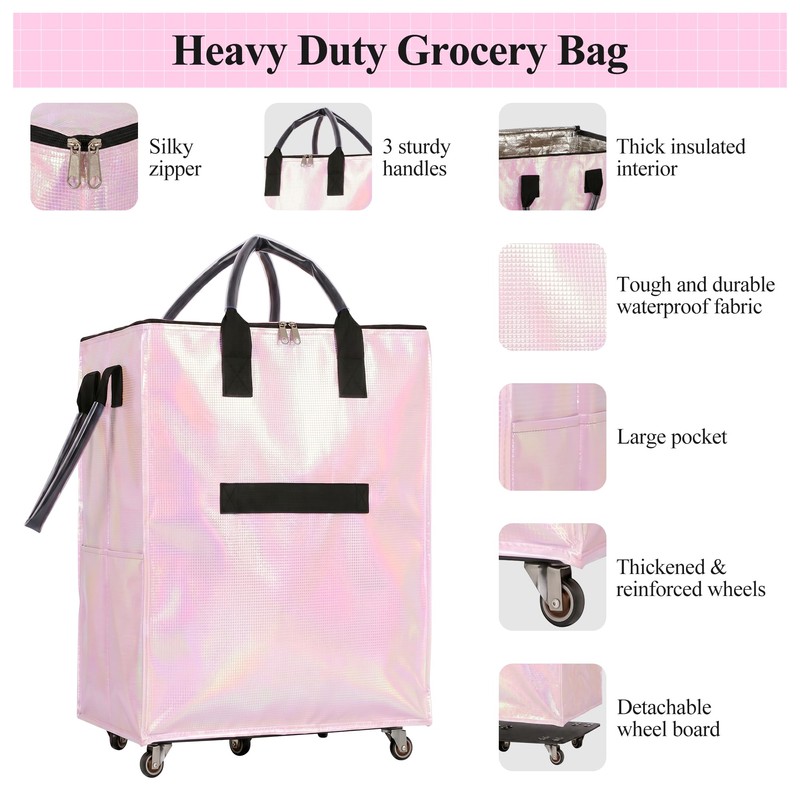 CIBOTIES Reusable Grocery Bag on 5 Wheels, Rolling Shopping Bags