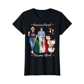 American Raised Mexican Blood USA Flag Patriotic Mexico Flag T-Shirt