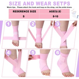 Tarpop 1 Par De Tobilleras De Compresión Para Niños, Soporte Ajustable Para El Pie, Protector Elástico Para Niños, Niñas, Deportes, Correr, Trotar, Bailar, Fitness, Gimnasia (Ligero)