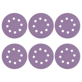 HARFINGTON 10 Pcs 5 Inch Sanding Disc 8 Hole 100 Grit Hook and Loop Sandpaper Random Orbital Sander Pads for Woodworking Automotive Metal Polishing, Purple