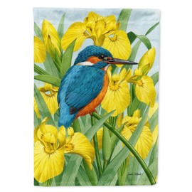 Caroline's Treasures ASA2009GF Kingfisher in Yellow Irises Garden Flag Mailbox Flag Decorative Yard Flag Banner Outside Patio Artwork Yard Flower Beds, Garden Size, Multicolor