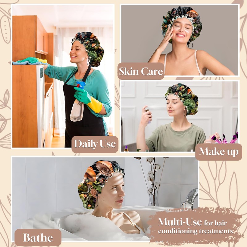 Zewurtuw Luxury Shower Cap Adjustable Reusable Double Waterproof Layer Elastic