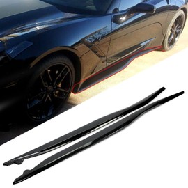 ECOTRIC Side Skirts Replacement Compatible with 2014-2019 Corvette C7 Stingray Z06 ZR1 Z51 Grand Sport 2 Door Coupe Extension Rocker Panels Guard Side Part Glossy Black