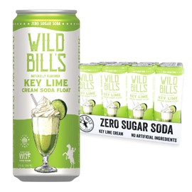 Key Lime - Wild Bill's Zero Sugar Cream Soda, Zero Artificial Colors, Flavors or Preservatives, Naturally Sweetened (Individual 12oz Cans,12-Pack)