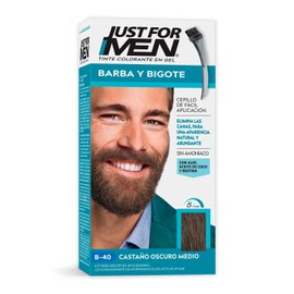 Just For Men Tinte Colorante en Gel para Barba y Bigote,Castaño Oscuro Medio B40,Sin Amoníaco, Con Cepillo De Fácil Aplicación, 66ml