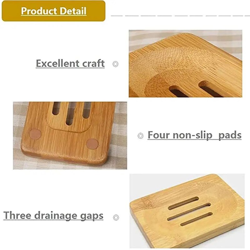 Kandid Eco-Friendly Bamboo Soap Dish with Drainage Slots - Natural
