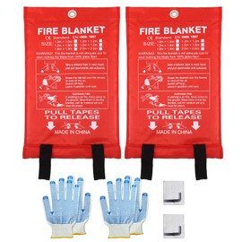 SHABEILI Home Emergency Fire Blankets 47“ x 47” Fiberglass Fire Blankets Essential Emergency Fire Blankets for Home and Kitchen 2 Packs