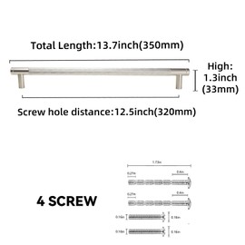 BUKOBYHE 6 Pack 12-5/8 Inch (320mm) Brushed Satin Nickel Kitchen Cabinet Handles Knurled Cabinet Pulls Drawer Pulls Kitchen Hardware