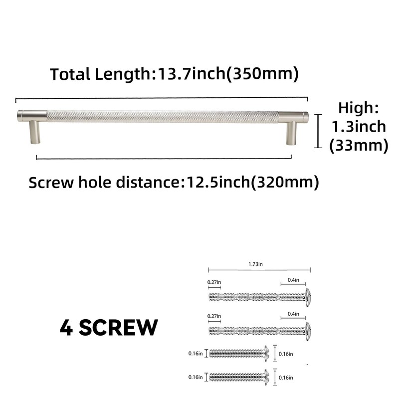 BUKOBYHE 6 Pack 12-5/8 Inch (320mm) Brushed Satin Nickel Kitchen