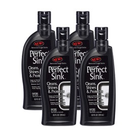 HOPE'S Perfect Sink Cleaner and Polish, Restorative, Water-Repellant, Removes Stains, Ideal for Brushed Stainless Steel, Cast Iron, Porcelain, Corian, Composite, Acrylic, 8.5 oz 4 Pack