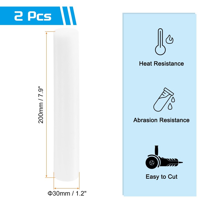 sourcing map ABS Plastic Rod Round Solid Bar 30 mm