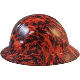 Hydrographic Full Brim Hard Hats with 6 Point Suspension - Dante's Inferno Flames and Skulls