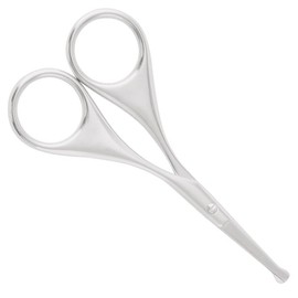 Premium Nose Hair Scissors, Curved Safety Blades with Rounded Tip for Trimming Small Details Facial Hair, Ear Hair, Eyebrow (Silver)